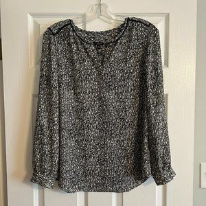 Talbots Long Sleeve Blouse / Black and Gray / Size Petite Medium